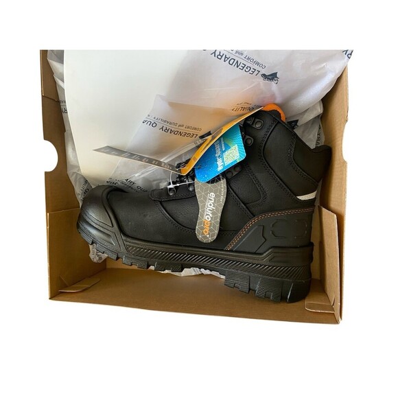LARNMERN Groundbreaker Men\'s Steel Toe Work Boots Black Lace Up Size 7.5